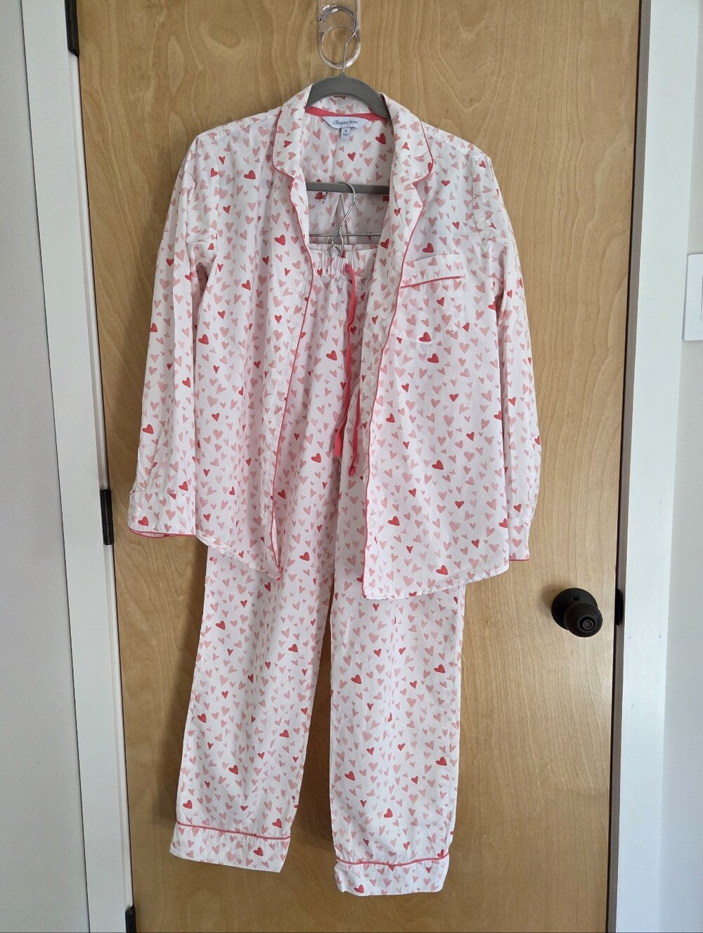 EUC Company Store Valentine Heart Cotton Poplin Pajamas Women's Medium